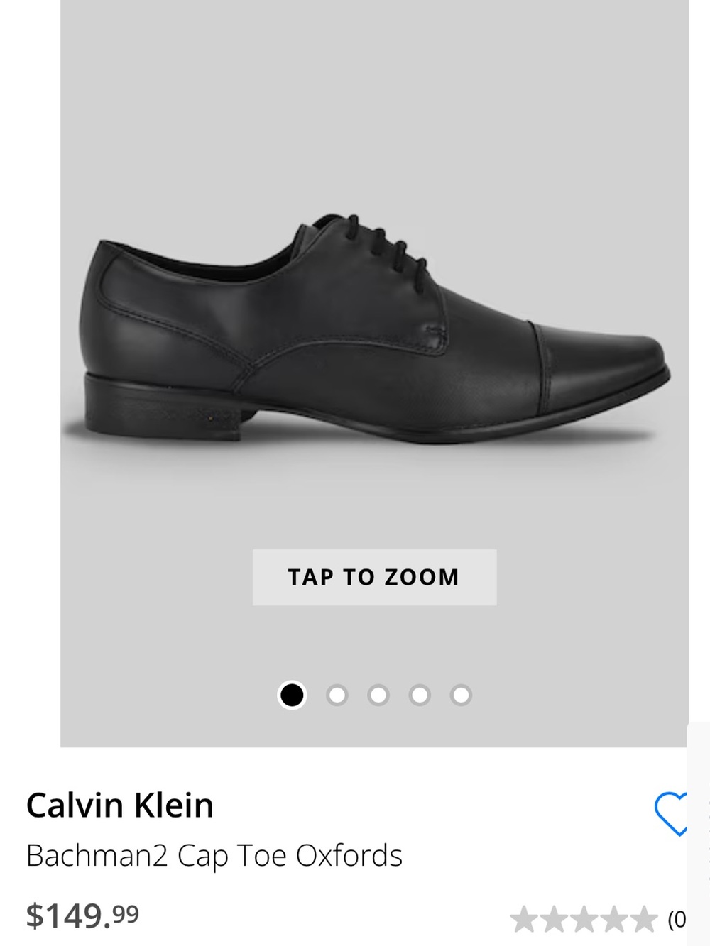 Calvin Klein Black Cap Toe Derby Oxfords